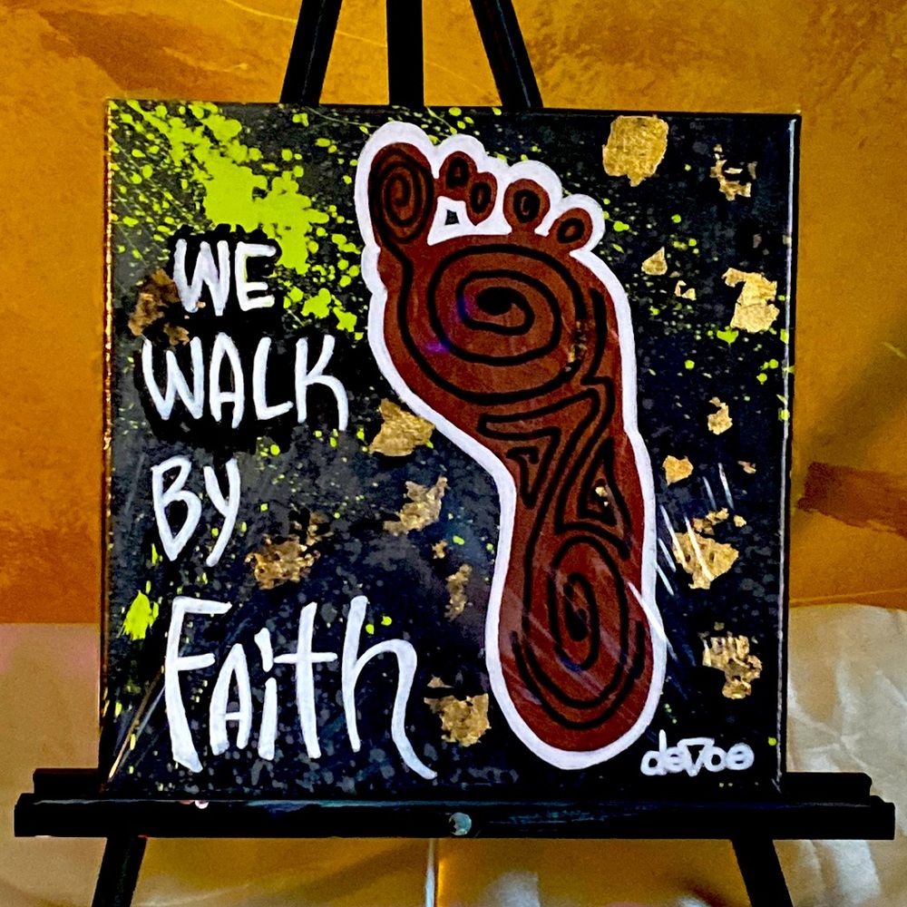 12x12 newly painted original canvas art by “devoe”.